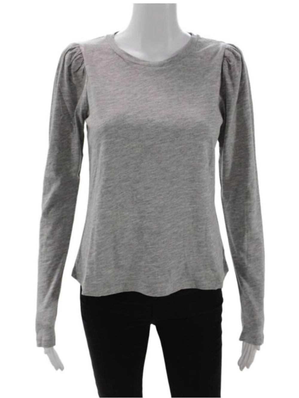 Gray Long-Sleeve Puff Shoulder Tee